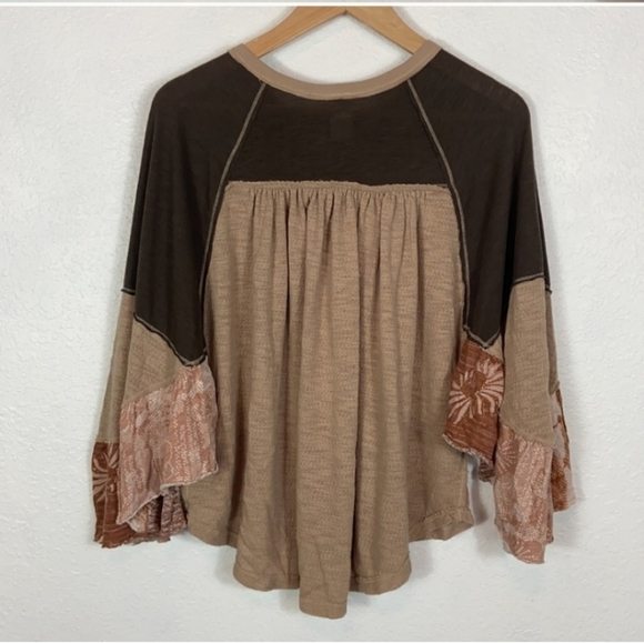 We The Free Friday Fever mixed media Top boho dolman sleeves oversized - Picture 4 of 10